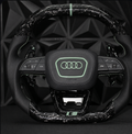 Volante Achatado AUDI-Carbono Forjado(verde),empuñadura cuero microperforado