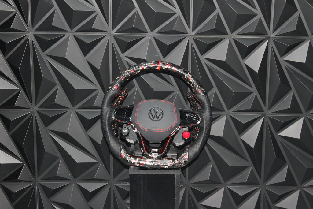 Volante GOLF - Carbono Forjado/Cuero Perforado - RED