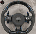 Volante AM-CUSTOM GOLF - Carbono Forjado Azul, Alcántara, Pantalla de revoluciones LED