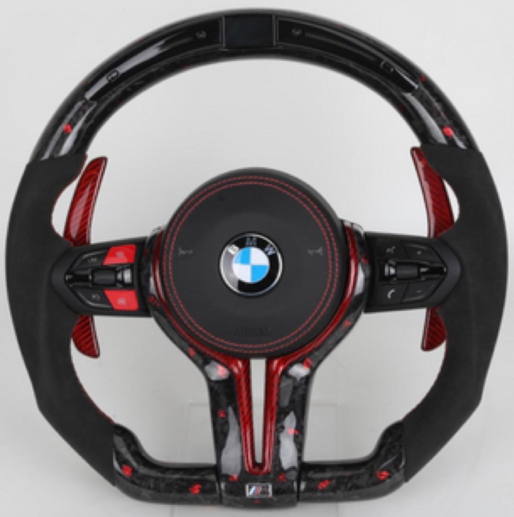 Volante AM-CUSTOM BMW - Carbono Forjado ,Alcantara ,Pantalla LED de revoluciones ,Detalles en rojo