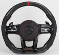 Volante AM-CUSTOM MERCEDES - Fibra de Carbono ,Cuero microperforado con detalles en Negro brillo ,Estilo AMG