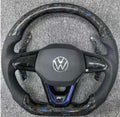 Volante AM-CUSTOM GOLF 8 - Fibra de Carbono Forjada con Detalles Azul ,Cuero Microperforado